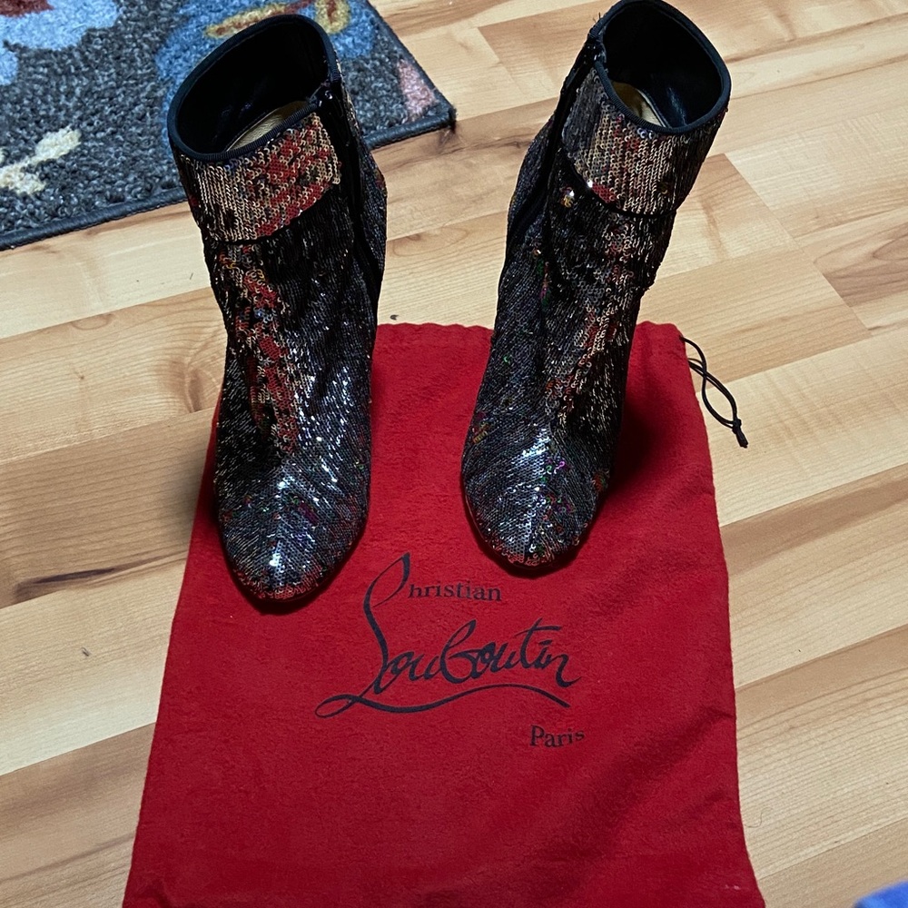 Christian Louboutin Multicolor Sequin Heeled Boots - Picture 7 of 7